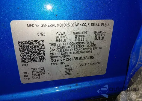 2025 Honda Prologue Elite z USA, uszkodzony, nr VIN 3GPKHZRJ8SS518465